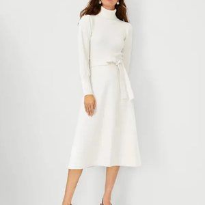 ANN TAYLOR Tie Waist Midi Skirt Ivory White Size 00P
